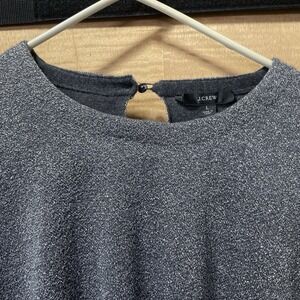 J Crew Women's Silver Sparkly Long Sleeve Sweater with Tie Front Accent Large L